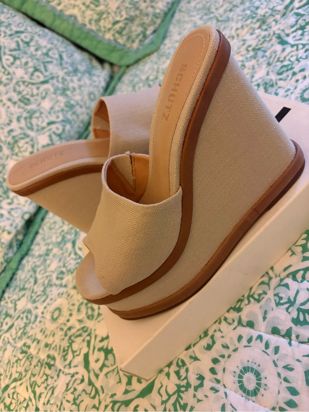SCHUTZ Beige Canvas Wedge